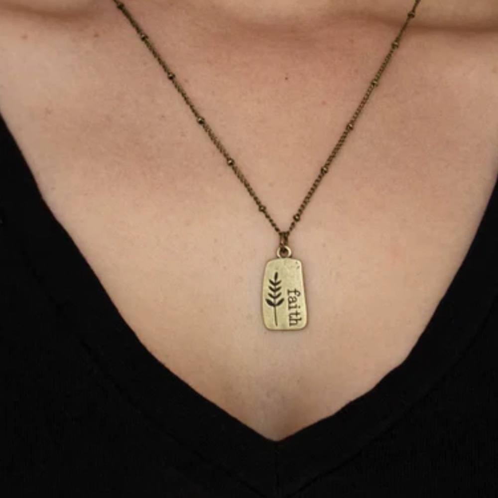 Faith Inspirational Dainty Brass Necklace NWT